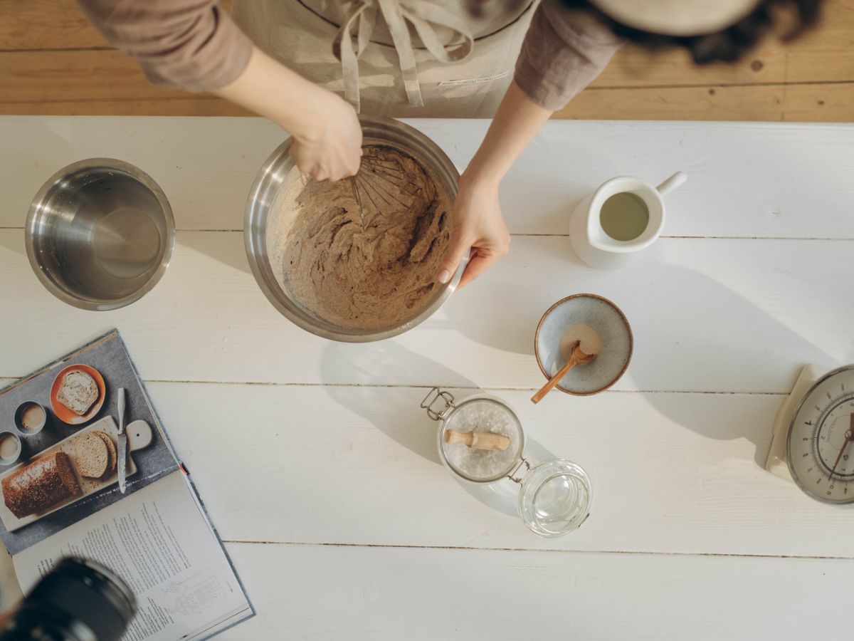 Vintage Baker's Kit — Mixing Bowls, Stoneware & Balance Scale